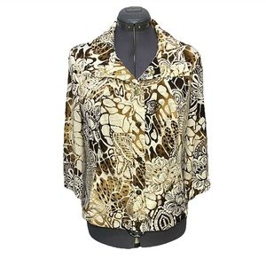 Chico’s Zenergy Jacket Cheetah + Floral Animal Size 1 8 Stretch Neema Fabric